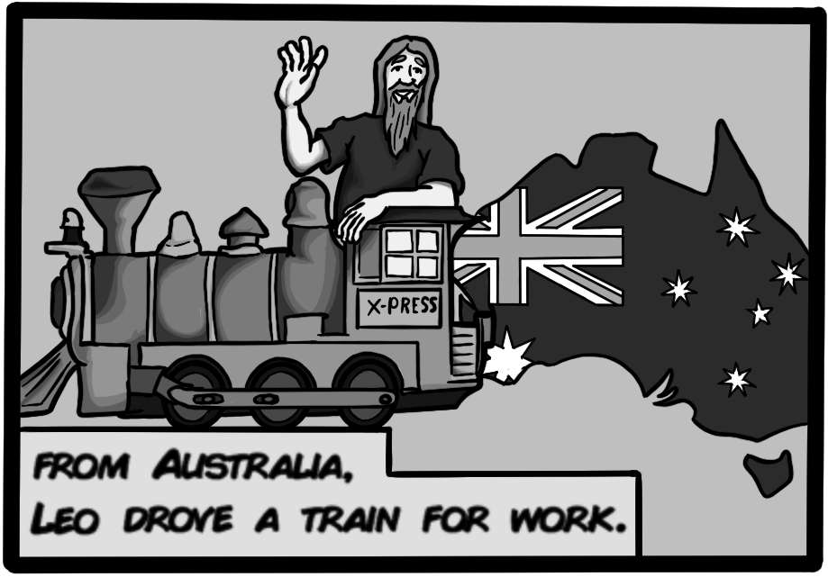 From Australia, Leo drove a train for work.