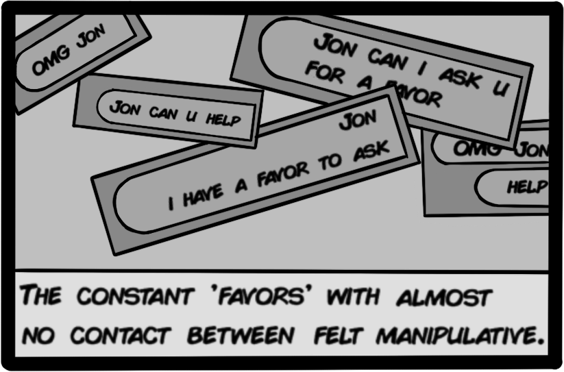 The constant 'favors' with almost no contact between felt manipulative.