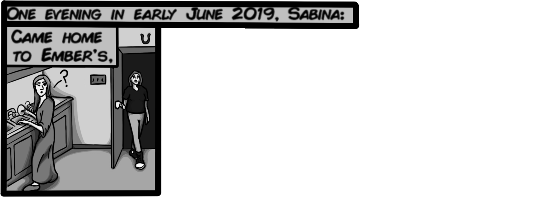 One evening in early June 2019, Sabina: Came home to Ember's;